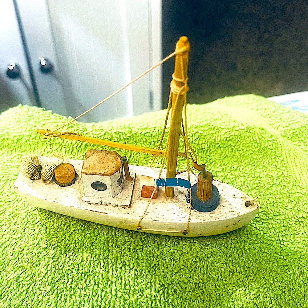 boat Wood vintage sailboat unique rare handmade Artisan folk art